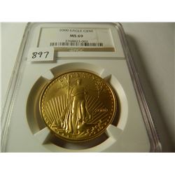 2000 Gold $50 U.S. Eagle, NGC MS69, One Ounce Fine Gold