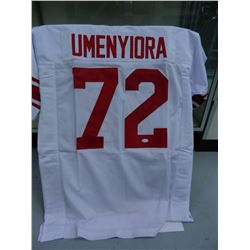 Osi Umenyioria signed Giants jersey, Authenticated by JSA