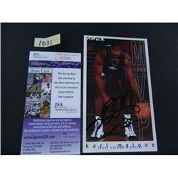 Karl Malone (Jazz) Signed 3.5"x6" MVP Promo Card, James Spence Authenticated #L36760