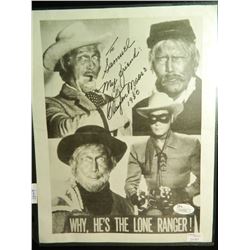 Clayton Moore "The Lone Ranger" Signed 8"x10"  inscr. To Samuel My Friend 1980, James Spence Authent