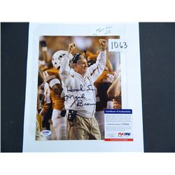 Mack Brown Signed 8"x10" inscribed "Hook Em" PSA Authenticated #X70348