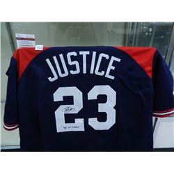 Dave Justice Signed Atlanta Braves Jersey, Authenticated by James Spence #W695452