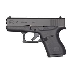 NEW IN BOX Glock 43, Sub-Compact, 9MM, 3.25" Barrel, Polymer Frame, 6Rd, Fixed Sights, GL4350201 rs