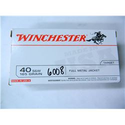 Winchester Ammo USA, .40 Smith & Wesson, 165 Grain, Full Metal Jacket, Truncated Cone, Fifty Pack