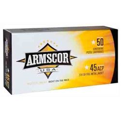 .45ACP, ARMSCOR, .45ACP, 230 Grain, Full Metal Jacket, (50) Fifty Per Box, #A45ACP