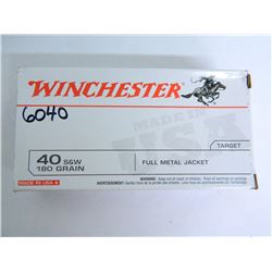 Winchester Ammo USA, .40SW, 180 Grain, Full Metal Jacket, Truncated Cone, Fifty (50) per Pack
