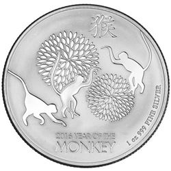 2016 One Ounce .999 Fine Silver New Zealand Monkey Coin, One Ounce Fine Silver