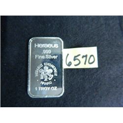 ONE Ounce .999 Fine Silver Bullion Ingot