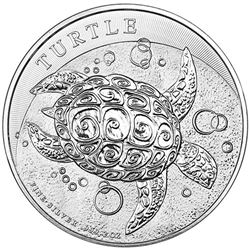 2015 Two Ounce .999 Fine Silver $5 Nieu New Zealand Hawksbill Turtle Coin, Two Ounces Fine Silver