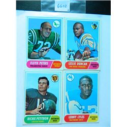 Four (4) 1968 Topps Football Cards incl. #101 Richie Petitbon, #167 Leslie Duncan, #188 Floyd Peters