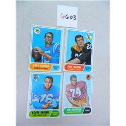 Four (4) 1968 Topps Football Cards incl. #212 Jim Snowden, #158 Roger Brown, #185 Gary Cuozzo and