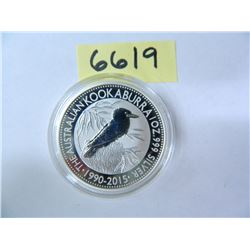 Silver Australia Kookaburra, One Ounce .999 Fine Silver