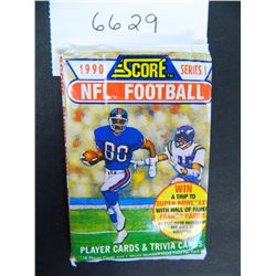 Six Unopened Packs of 1990 Score NFL Football Cards, Series I, 16 Cards and 1 Magic Motion Card/pack