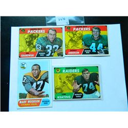 Four (4) 1968 Topps Football Cards incl. #183 Jim Grabowski, #137 Marv Woodson, #209 Donny