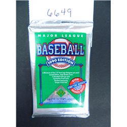 Six (6) Unopened Packs of 1990 Upper Deck Baseball Cards, 15 cards per pack, all one Money