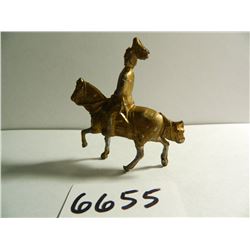 Vintage Metal Toy British Knight or Soldier on Horse, OLD, Marked "British Make" minor loss to gold