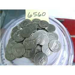 1/2 pound of 1955-1981 Canadian Nickels, .999 Fine Nickel Bullion, 99.9% Pure Nickel Bullion