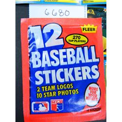 Six (5) Unopened Packs of 1983 Fleer Baseball Stickers, All One Money, 10 Star Photos + 2 Team logos