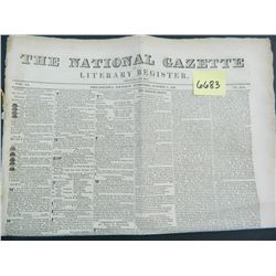 1829 The National Gazette (Philadelphia), Four Pages, Guaranteed 186 Years Old!