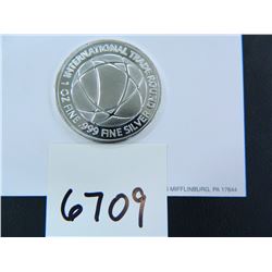 One Ounce Pure Silver International Trade Unit Bullion Round, One Ounce Fine Silver