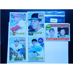 Five (5) 1969 Topps Baseball Cards, all one money