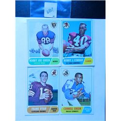 Four (4) 1968 Topps Football Cards incl. #214 Bobby Joe Green, #190 Bobby Joe Conrad, #215 Frank