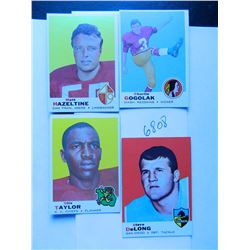 (4) Four 1969 Topps Football Cards incl. #129 Steve DeLong, #191 Otis Taylor, #205 Charlie Gogolak