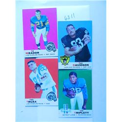 (4) Four 1969 Topps Football Cards incl. #32 Bill Triplett, #103 Billy Truax, #128 Ben Davidson