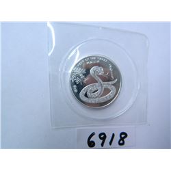 1/2 Ounce .999 Fine Silver Bullion Round, 2013 Year of the Snake .50 ounce fine silver