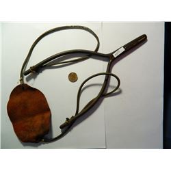 very old steel and leather house made Sling Shot, shop made, due to age I am sure first pull rubber