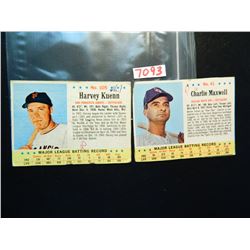 Two (2) 1963 Post Cereal Hand Cut Cards, #105 Harvey Kuenn (Giants) & #41 Charlie Maxwell (White Sox