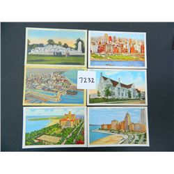 Six (6) Postcards from Chicago, Late 1920's- early 1930's, All One Money, None have writing on back