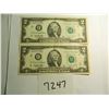 Image 1 : Two Sequintially Numbred 1995 $2 Bills, Both One Money