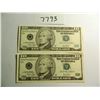 Image 1 : Two (2) Sequentially Numbered 2003 $10 Bills, UNC, All One Money, Nice estate Find!