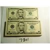 Image 1 : ONE HUNDRED (100) Sequentially Numbered 1999 $5 Bills, All One Money