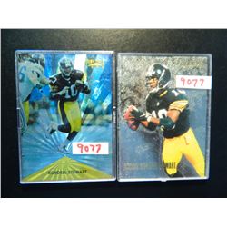 Two 1996 Kordell Stewart (Steelers) refractor cards: Pinnacle Trophy & Fleer Break Throughs, Both