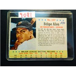 1963 Post Cereal #107 Felipe Alou Baseball Card, Hand Cut Card, ATL written in ink on card