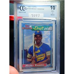 1992 Topps Manny Ramirez #156 BCCG (Beckett) Graded 10 GEM MT RC ROOKIE CLEVELAND INDIANS