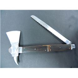 Handmade Axe with Folding Saw in Handle, Made in India, 9.25" Closed, never seen one like this b4