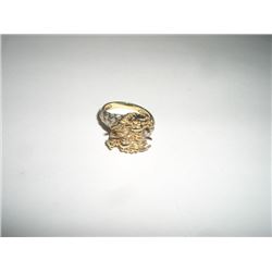 WOMANS 14K GOLD WITH DIAMONDS VERY UNIQUE FASHION RING TOTAL WEIGHT IS 8.4 GRAMS STAMPED *14K*!!