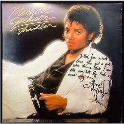 MICHAEL JACKSON HANDWRITTEN & SIGNED BILLIE JEAN LYRICS ON A THRILLER ALBUM
