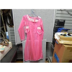 PINK W WHITE TRIM SEXY COWGIRL OUTFIT - COVER WRAP & DRESS WITH SNAPS ON SIDES