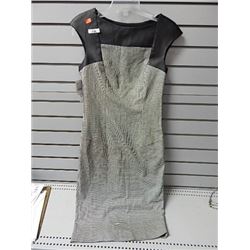 XS Zara Basic Black cap sleeve hounds tooth bodice