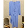 Image 2 : LADIES DRESS - NEW - MISS ELLIOLLE - BLUE - COLORED STRIPES - CREPE LINED FLOWER AT WAIST - SIZE 10