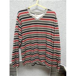 SHIRT CHILDREN - GEORGE - GRAY BLACK RED STRIPPED SHIRT - SIZE L