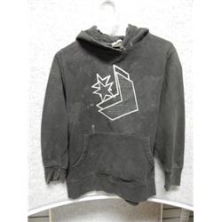 SWEATER MENS - CONVERSE - BLACK HOODIE WITH FRONT POCKET AND STAR PICTURE - SIZE S