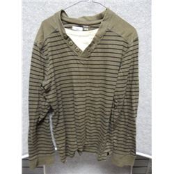 SHIRT MENS - GEORGE - GREEN AND BACK STRIPED SHIRT - SIZE M