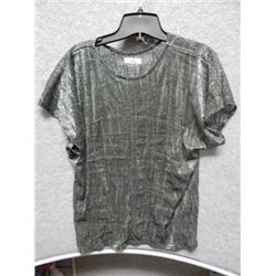 SHIRT WOMANS - (NO TAG) - SILVER BLACK GLITTERY SHIRT - SIZE (NO TAG) M