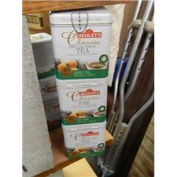 HEDLEY'S CLASSIC GREEN TEA - 6 TINS X 40 STRING & BAG TEA PER LOT- RETAIL APPROX. $60