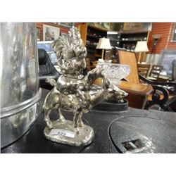 METAL CRAFTED - ROOSTER & CAT ON DONKEY FIGURE